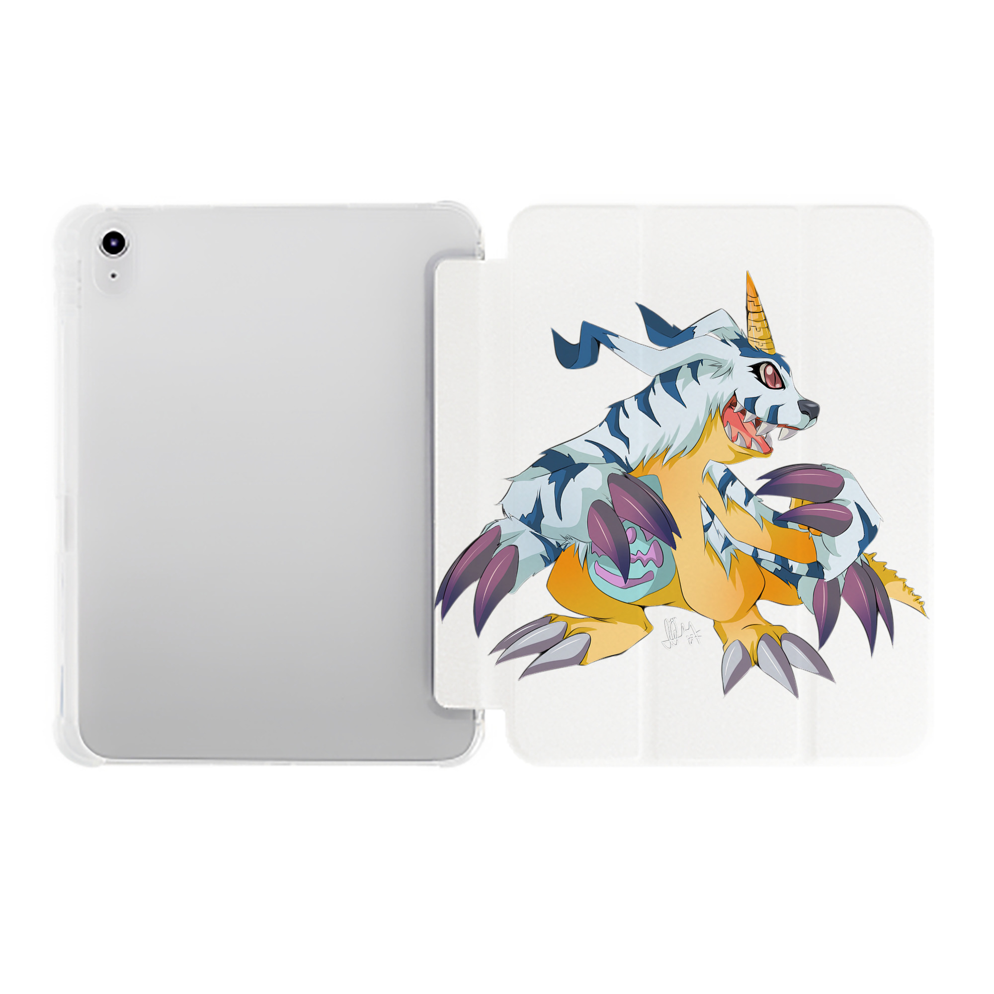 （画像用） Digimon デジタルモンスター/デジモン IPad ケース ペン収納付き 三つ折りスタンド PUレザー×シリコン 対応機種9.5/10.5/10.9インチ